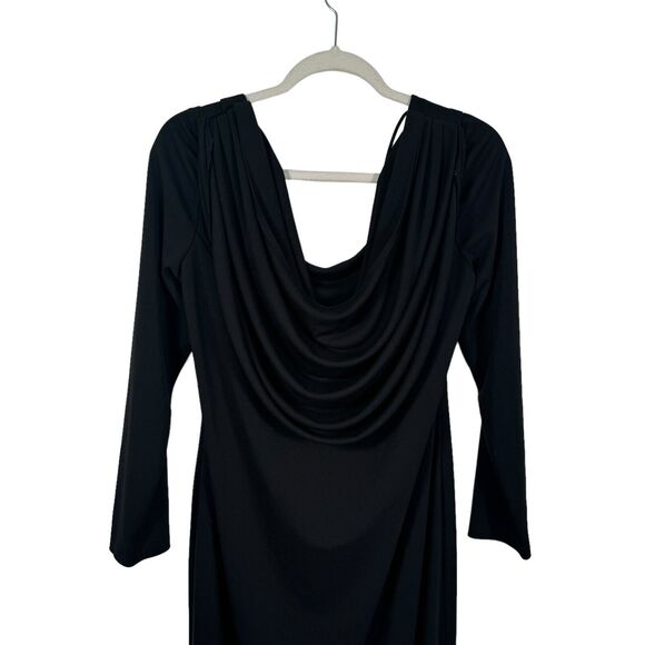 Alex Evenings Black Cowl Neck Long Sleeve Maxi Dress Formal Elegant Womens 12 - Picture 2 of 6